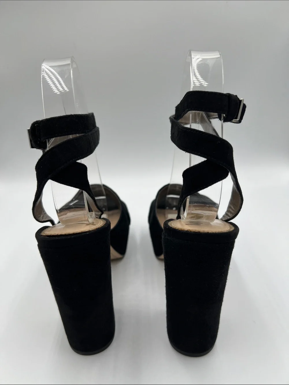Sam Edelman Black Suede Platform Block Heel Sandals